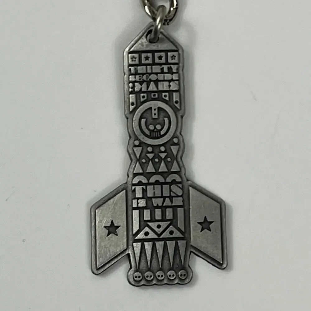 Thirty Seconds To Mars This Is War Rocket Keychain Silver Tour Promo Band Logo